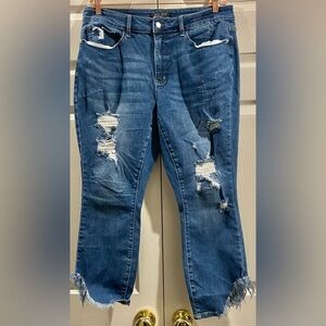 Judy Blue Jeans Women’s 18W Distressed Cuff Skinny